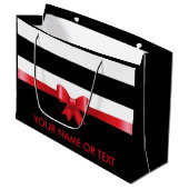 Speciaal RED Black Bold Stripes RED SATIN BOW Large Cadeautasje (Voorkant Gekanteld)