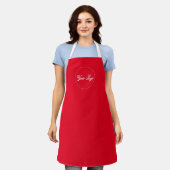 Speciaal Red Company Logo Apron Schort (Gedragen)