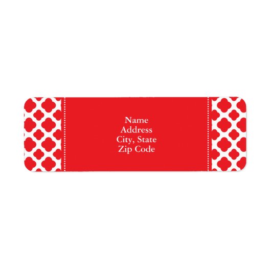 Speciaal Red Quatrefoil-patroon Etiket (Voorkant)