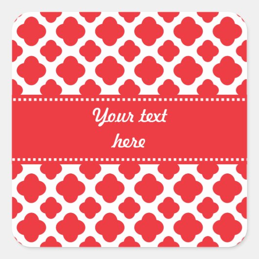 Speciaal Red Quatrefoil-patroon Vierkante Sticker (Voorkant)