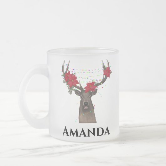 Speciaal rendier - kerstlicht matglas koffiemok (Links)