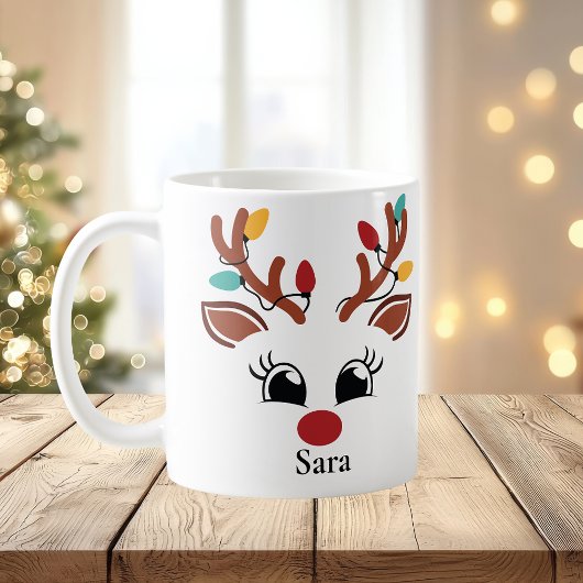 Speciaal rendiertje met lichte kerstMok Koffiemok