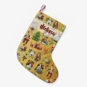 Speciaal  Retro Holiday Gold Kleine Kerstsok (Voorkant (Hangend))