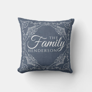 Speciaal robuust blauw elegant familienaam Modern Kussen