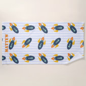 Speciaal Rocket Ship Pattern Blue Oranje Kinder Strandlaken (Voorkant)