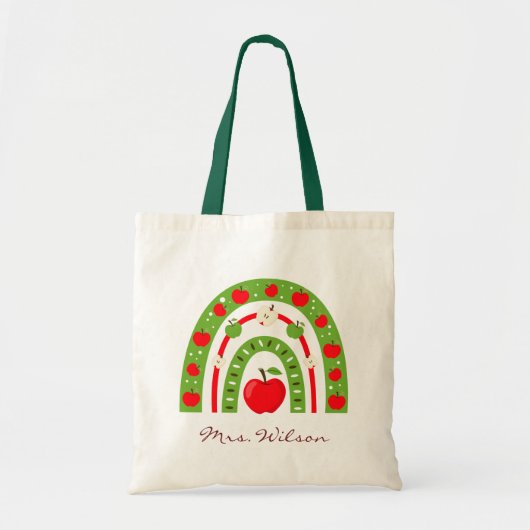 Speciaal Rode Apple-regenboogleraar Tote Bag (Voorkant)