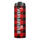 Speciaal rode en zwarte buffelcheque thermosbeker (Voorkant)