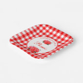 Speciaal Rode Gingham Buffalo Picnic Square Papieren Bordje (Gebogen)