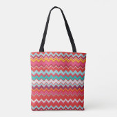 Speciaal Rode Ikat Chevron Pattern Bridesmaid Tote Bag (Achterkant)