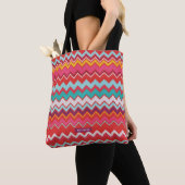 Speciaal Rode Ikat Chevron Pattern Bridesmaid Tote Bag (Dichtbij)