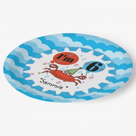 Speciaal Rode krab 6e verjaardag Bord (Gekanteld)