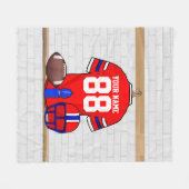 Speciaal Rode White Blue Football Jersey Fleece Deken (Voorkant (Horizontaal))