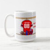 Speciaal Rode White Blue Football Jersey Koffiemok (Links)