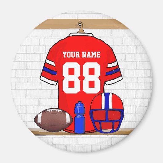 Speciaal Rode White Blue Football Jersey Magneet (Voorkant)