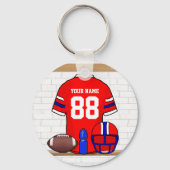 Speciaal Rode White Blue Football Jersey Sleutelhanger (Voorkant)