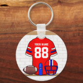 Speciaal Rode White Blue Football Jersey Sleutelhanger (Voorkant)