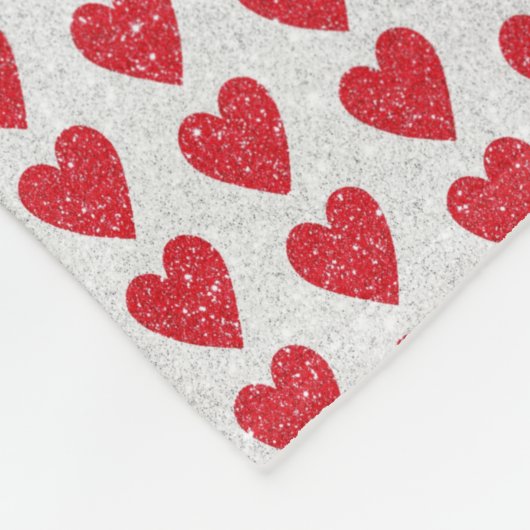 Speciaal Rode Witte Glitter Heart Gift voor haar Fleece Deken (Hoek)