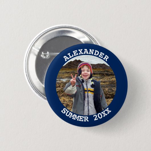 Speciaal rondreizend familiefamilie foto Navy Blue Ronde Button 5,7 Cm (Voorkant /achterkant)