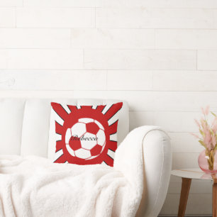 Speciaal rood en wit voetbalontwerp kussen