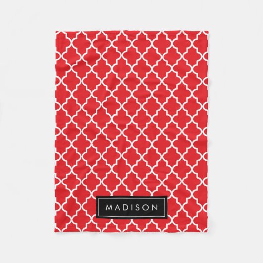 Speciaal rood en zwart Quatrefoil Fleece Deken (Voorkant)