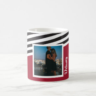Speciaal rood en zwart stripmodel foto koffiemok