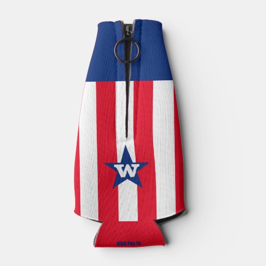 Speciaal rood wit gestreept sterren flesjeskoeler (Achterkant)