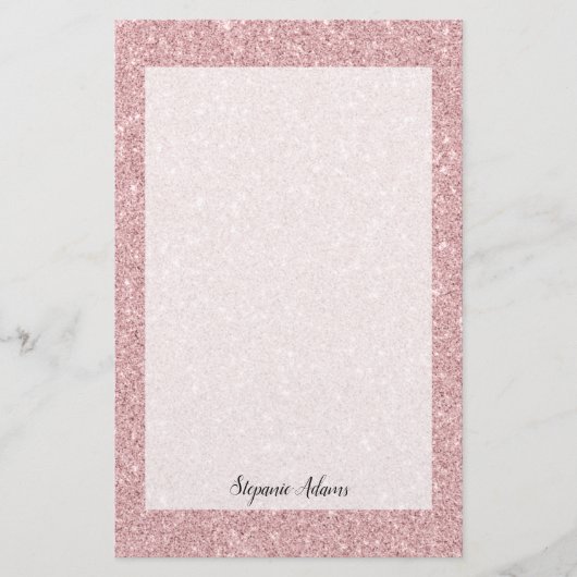 Speciaal Roos Glitter Briefpapier (Voorkant)
