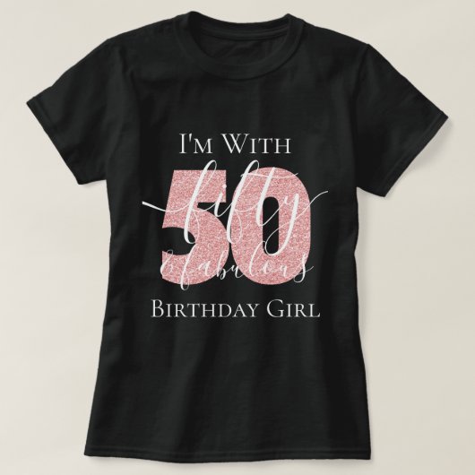 Speciaal Roos Gold 50 Fab Birthday Glitter T-shirt (Design voorkant)