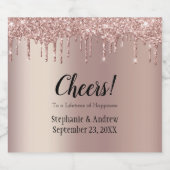 Speciaal Roos Gold Driving Glitter Wedding Ch Sparkling Wijnetiket (Enkel label)