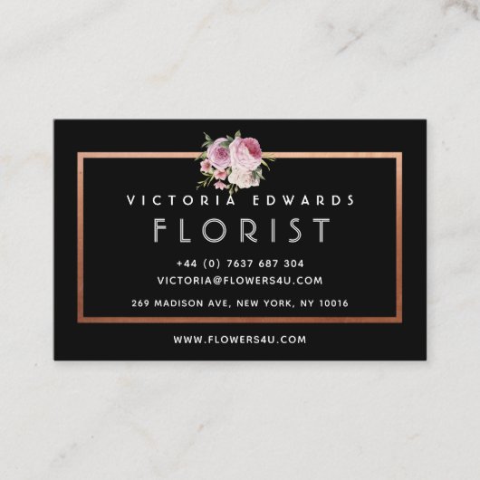 Speciaal Roos Gold Florist Visitekaartje (Voorkant)