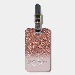 Speciaal Roos Gold Glitter drijft meisje luxe Bagagelabel