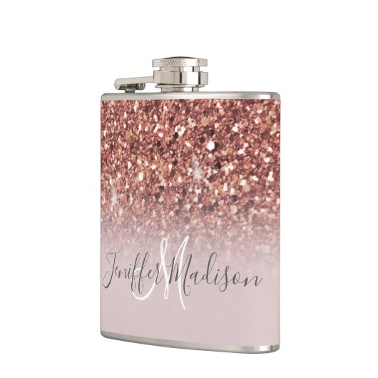 Speciaal Roos Gold Glitter drijft meisje luxe Heupfles (Links)