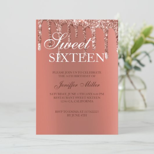 Speciaal Roos Gold Glitter drijft meisje luxe Kaart (Staand voorkant)