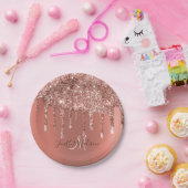 Speciaal Roos Gold Glitter drijft meisje luxe Papieren Bordje (Feest)