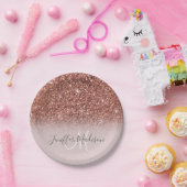 Speciaal Roos Gold Glitter drijft meisje luxe Papieren Bordje (Feest)