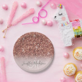 Speciaal Roos Gold Glitter drijft meisje luxe Papieren Bordje (Feest)