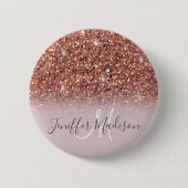 Speciaal Roos Gold Glitter drijft meisje luxe Ronde Button 5,7 Cm (Voorkant)