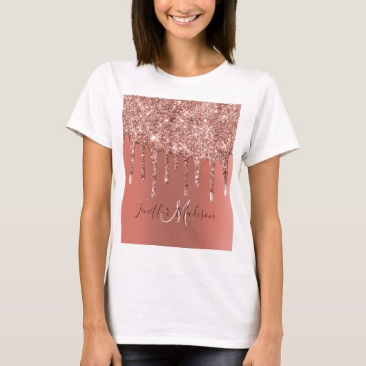 Speciaal Roos Gold Glitter drijft meisje luxe T-shirt (Voorkant)