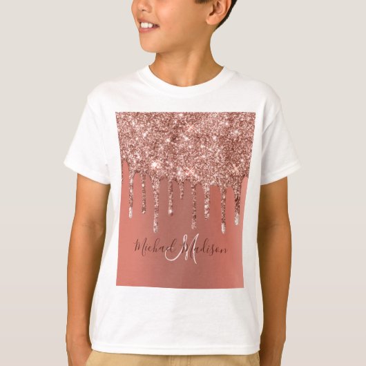 Speciaal Roos Gold Glitter drijft meisje luxe T-shirt (Voorkant)