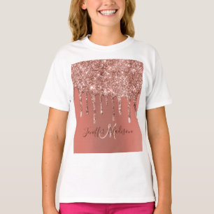 Speciaal Roos Gold Glitter drijft meisje luxe T-shirt