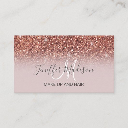 Speciaal Roos Gold Glitter drijft meisje luxe Visitekaartje (Voorkant)