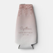 Speciaal Roos Gold Glitter Drip 60th Birthday Flesjeskoeler (Voorkant)