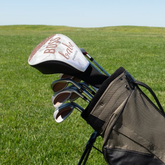 Speciaal Roos Gold Glitter | Marble Boss Babe Golfheadcover (Insitu)