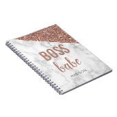 Speciaal Roos Gold Glitter | Marble Boss Babe Notitieboek (Rechterzijde)