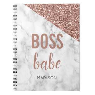 Speciaal Roos Gold Glitter   Marble Boss Babe Notitieboek