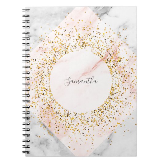 Speciaal Roos Gold Glitter Marble Notitieboek (Voorkant)