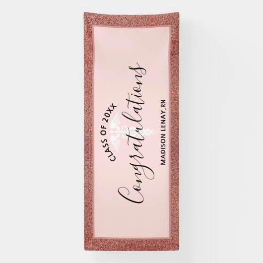 Speciaal Roos Gold Glitter Nurse Afstuderen Spandoek (Verticaal)