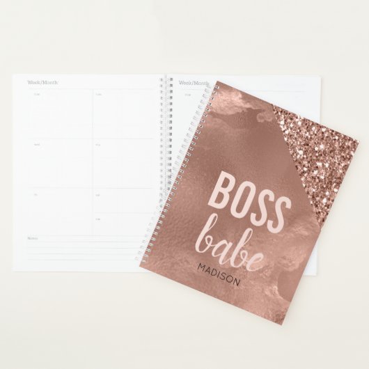 Speciaal Roos Gold Glitter | Roze Boss Babe Planner (Display)