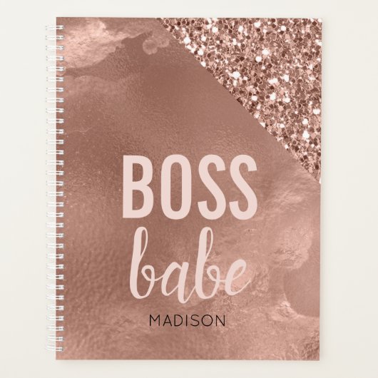 Speciaal Roos Gold Glitter | Roze Boss Babe Planner (Voorkant)