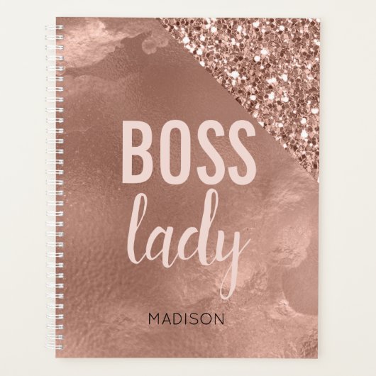 Speciaal Roos Gold Glitter | Roze Boss Lady Planner (Voorkant)